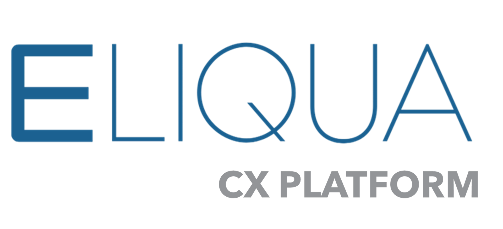 Logo for Eliqua CX Platform. The word Eliqua in blue with