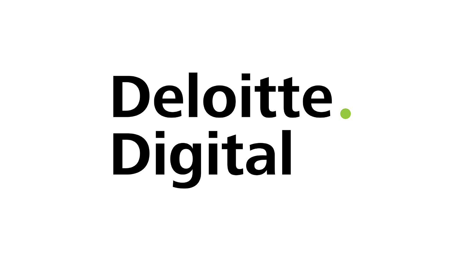Deloitte Digital logo: black text on white, with a green dot after