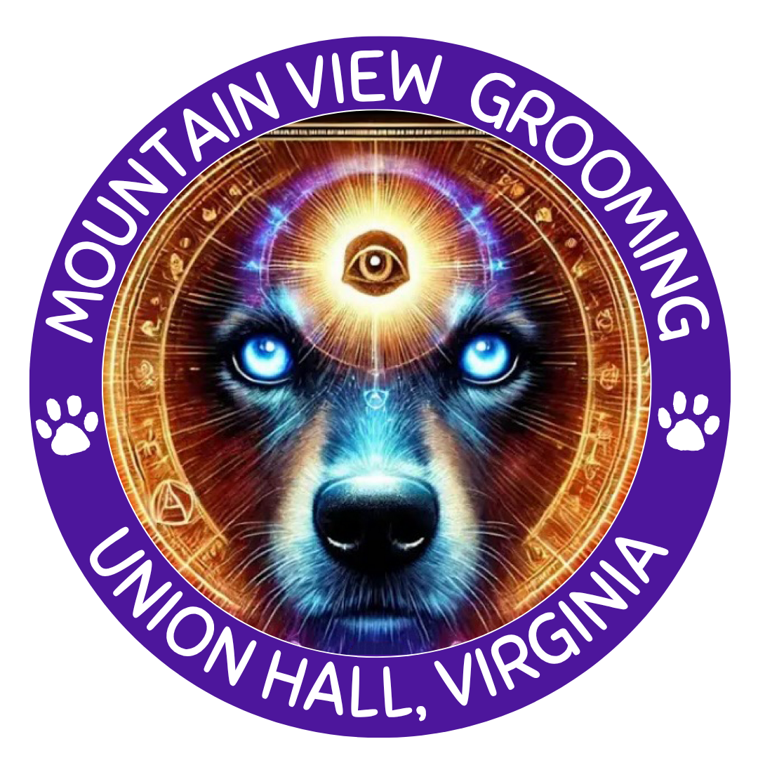 The logo for mountain view grooming union hall virginia