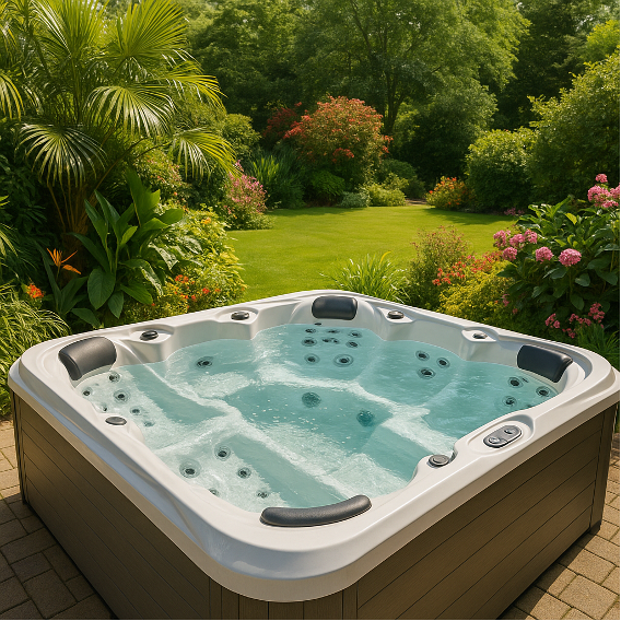 Jacuzzi dans un jardin