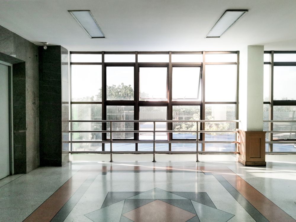 Empty Modern Lobby With Large Windows — Working Windows in Buderim, QLD