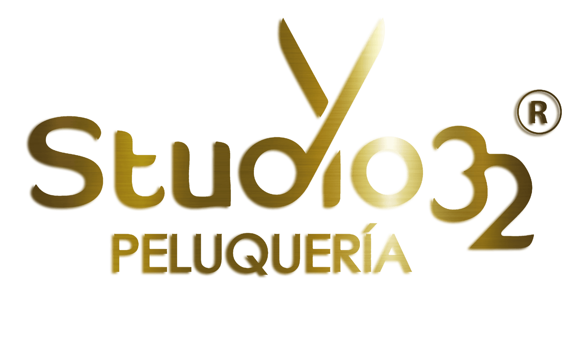 Un logotipo para Studio 32 Peluquería con un par de tijeras.
