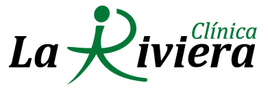 Un logotipo verde y blanco para la Clínica La Riviera.