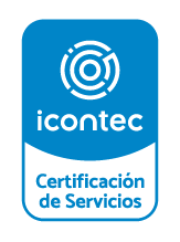 A blue logo that says certificacion de servicios on it