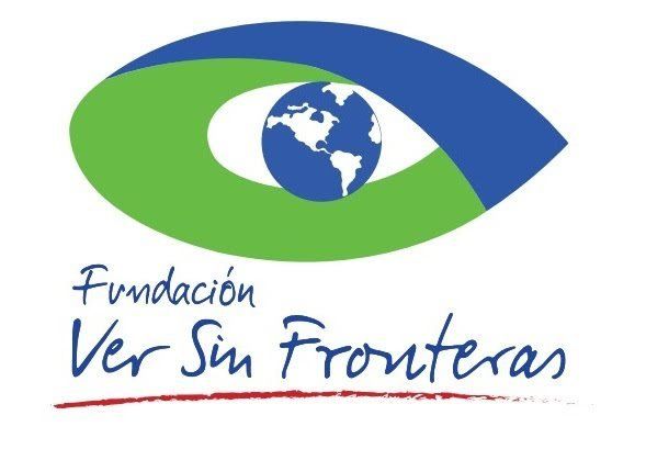 A blue and green logo for fundacion ver sin fronteras