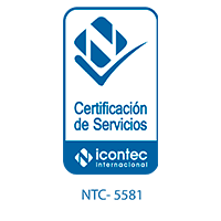 A blue logo that says certificacion de servicios on it
