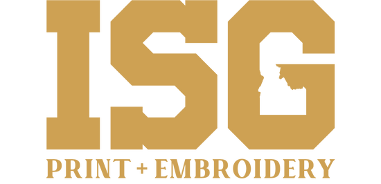 Logo of ISG Print + Embroidery in gold.