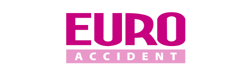 Logoen til Euro Accident, med ordet «EURO» over «ACCIDENT». Teksten er i magenta på hvit bakgrunn.