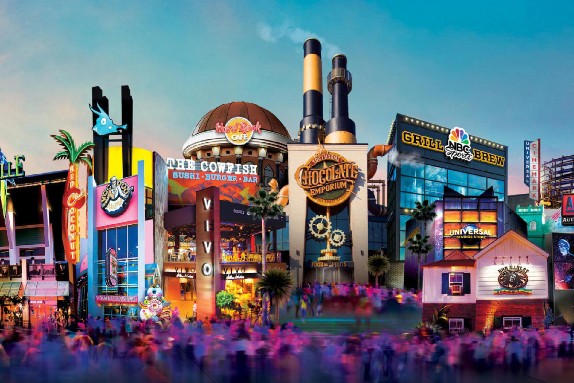 An artist 's impression of the hard rock cafe at universal studios