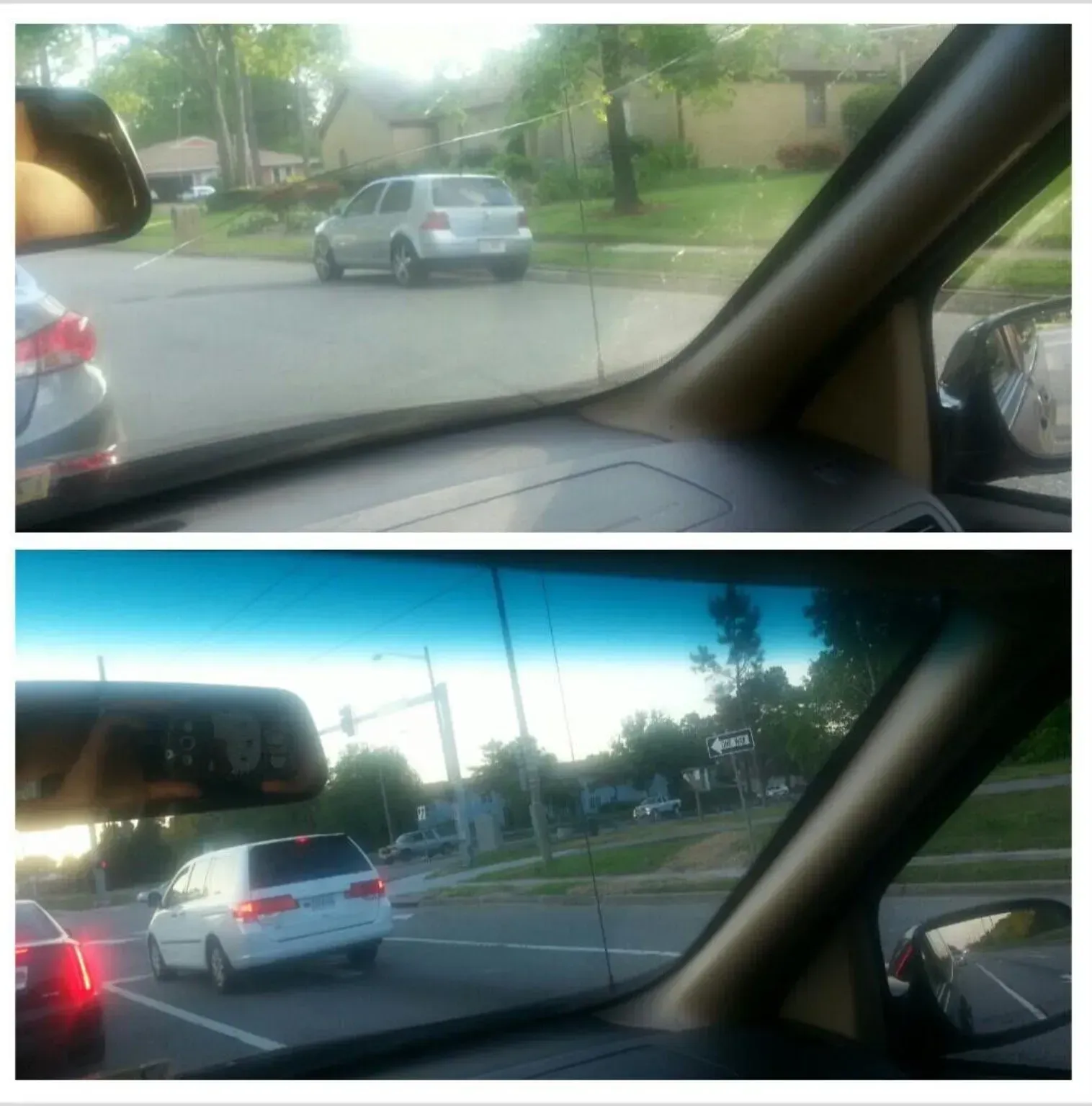 Before And After Of A Front Window Of A Car | Virginia Beach, VA | Jody Repair