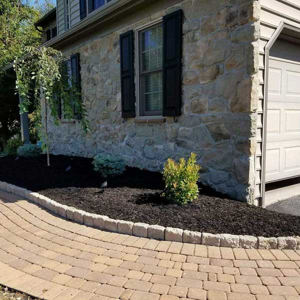 Landscape design near the residential garage