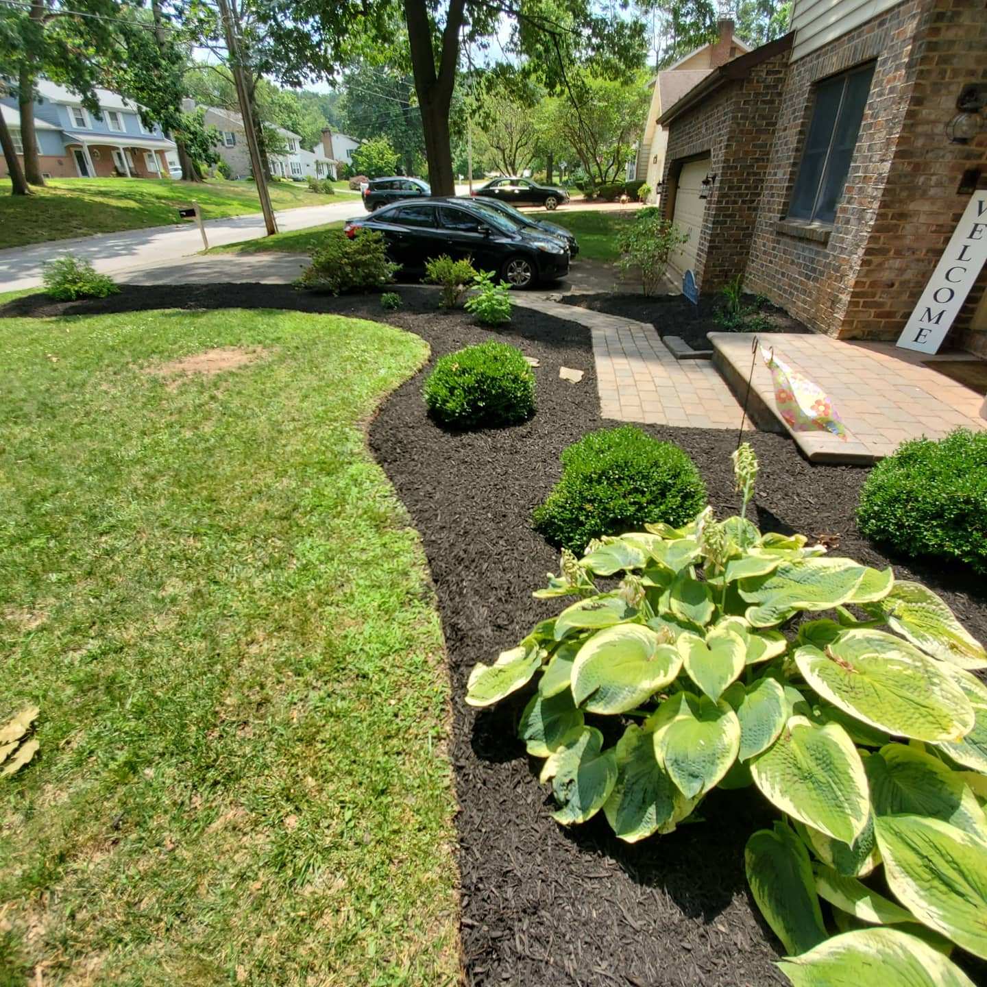 nicely trimmed bushes in front of the house