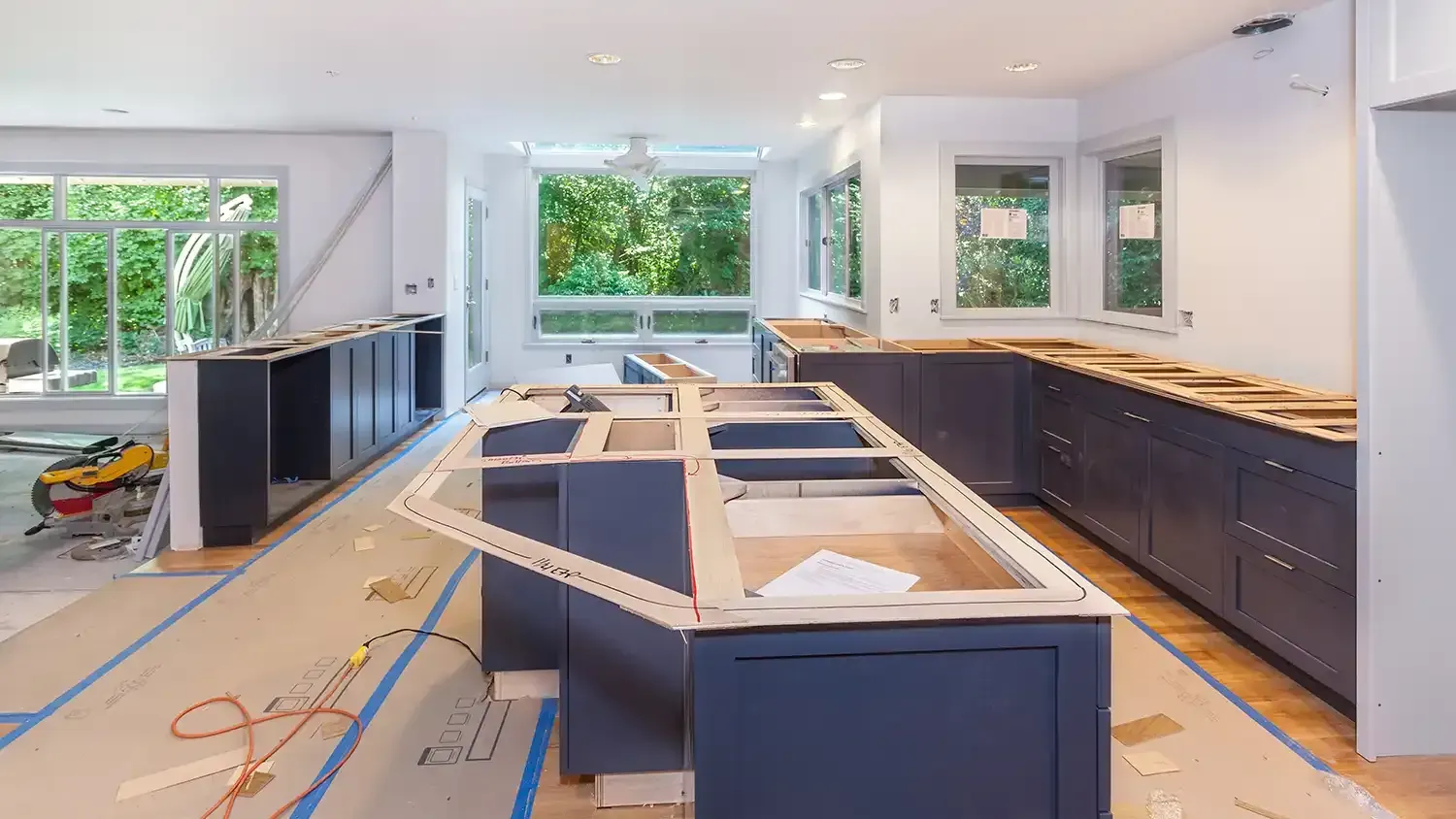 Cutting and marking balsa wood templates for making engineered stone countertops