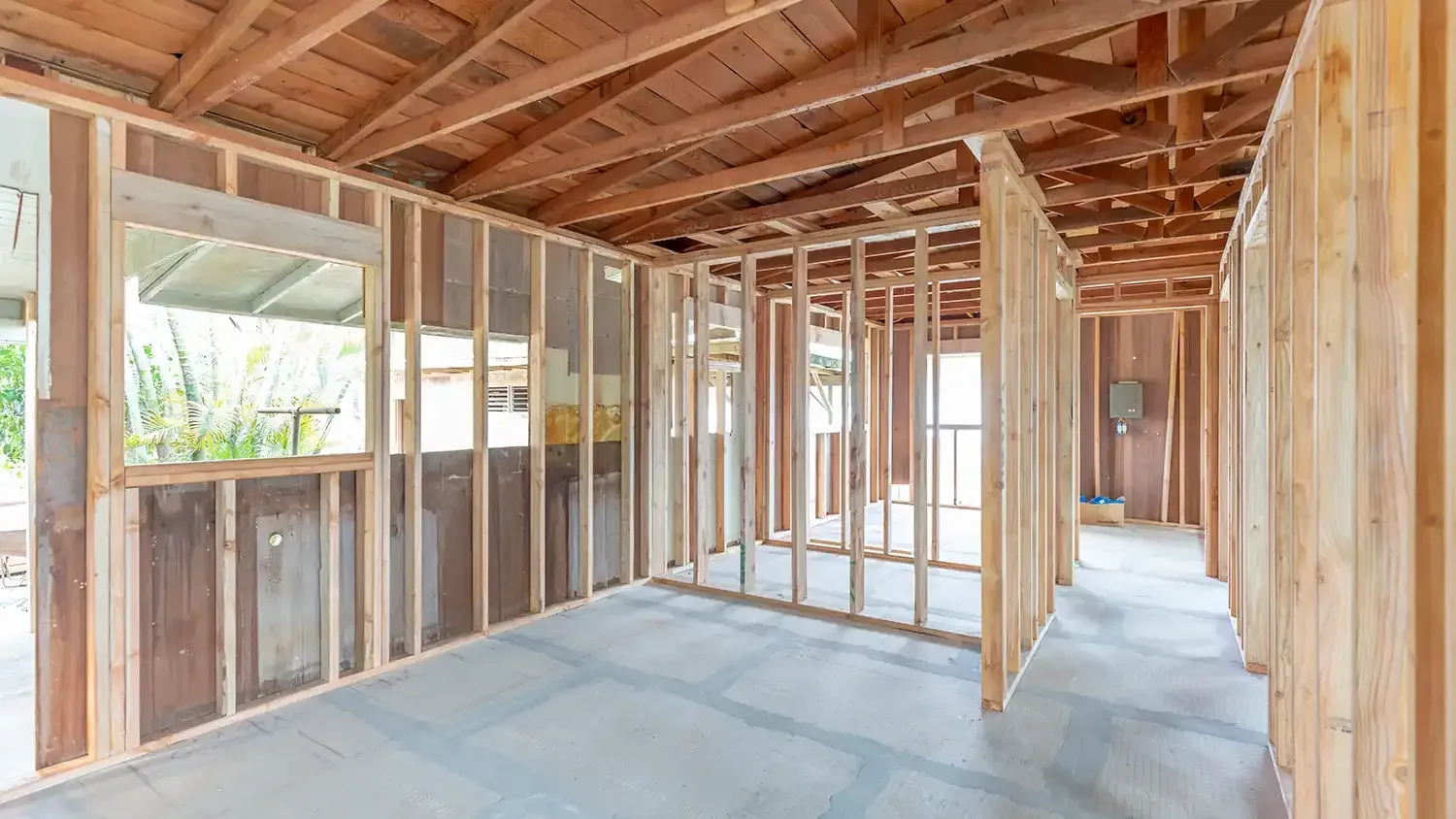 Interior construction home remodel framing project