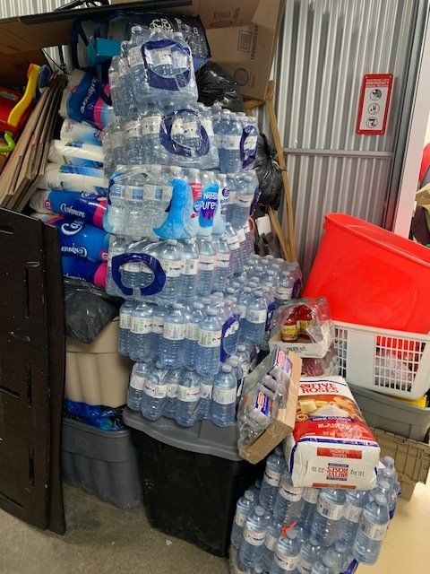 Storage Facility Housing Food and Clothing Donations and Shipments Being Prepared to Ship Overseas