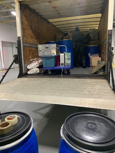 Storage Facility Housing Food and Clothing Donations and Shipments Being Prepared to Ship Overseas
