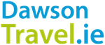 Dawson Travel.ie logo in blue and lime green text on a white background
