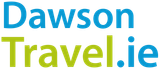 Dawson Travel.ie logo in blue and lime green text on a white background