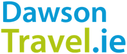 Dawson Travel.ie logo in blue and lime green text on a white background