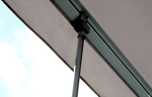 A gray umbrella with a metal pole attached to it