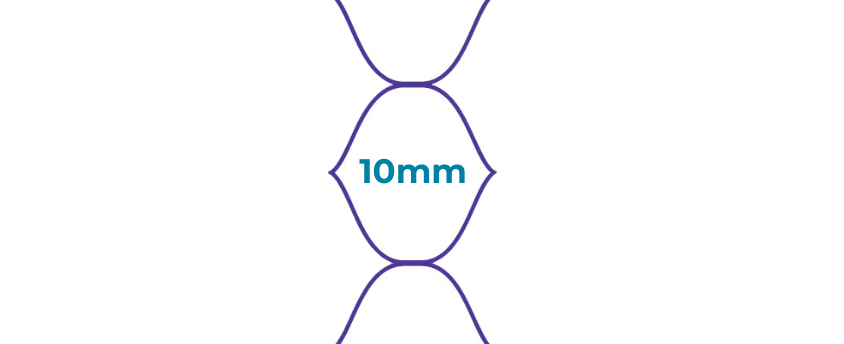 A drawing of a chain with the word 10mm on it.
