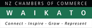 NZ Chambers of Commerce Waikato logo with green and black text and the tagline “Connect - Inspire - Grow - Represent”