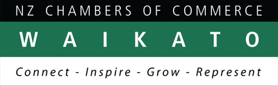 NZ Chambers of Commerce Waikato logo with green and black text and the tagline “Connect - Inspire - Grow - Represent”