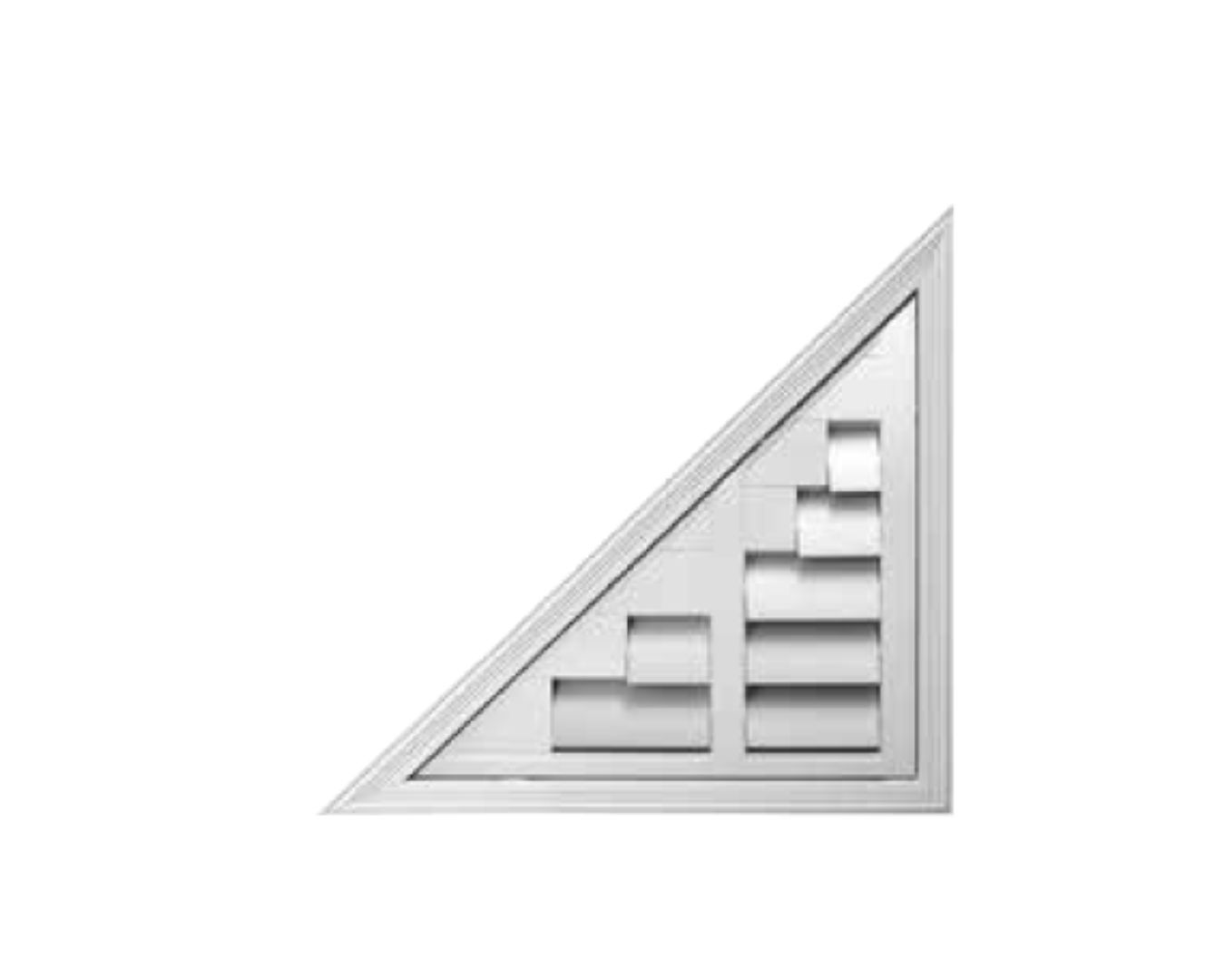 A white triangle with stairs on it on a white background.