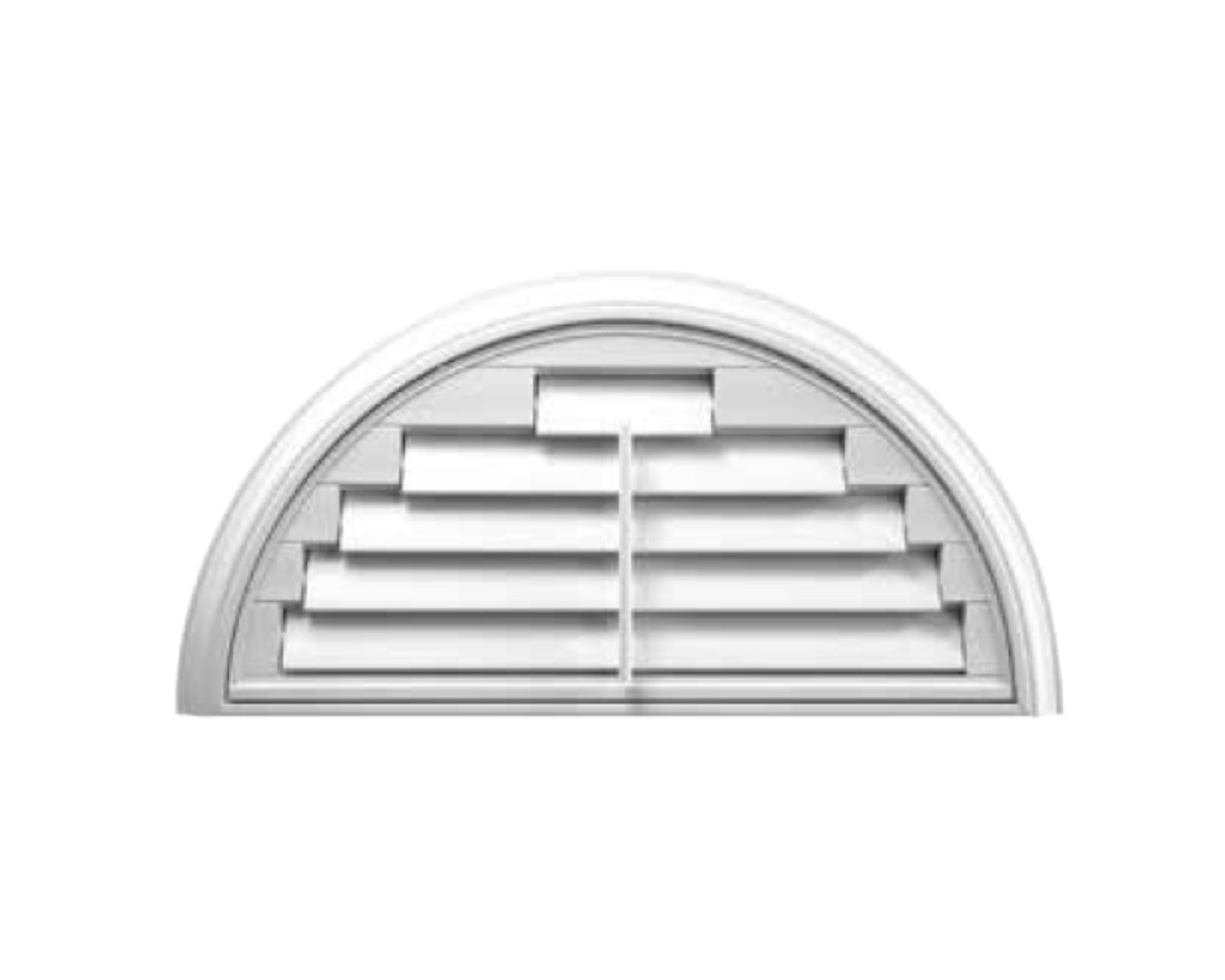 A white shutter with a curved arch on a white background.