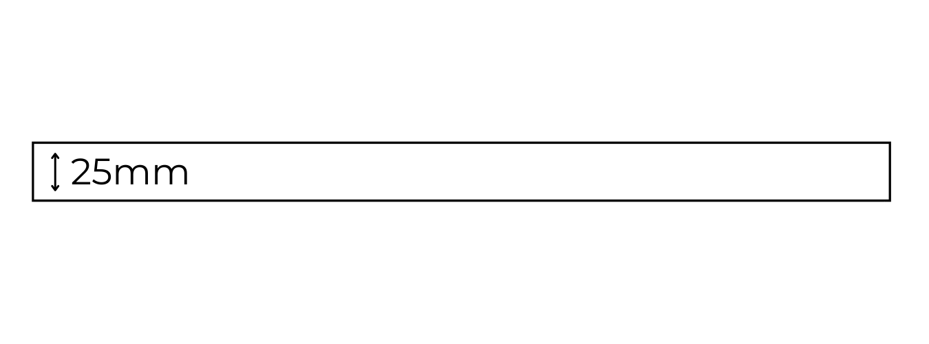 A white line with the word 25mm on it