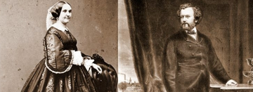 A black and white photo of a woman and a man