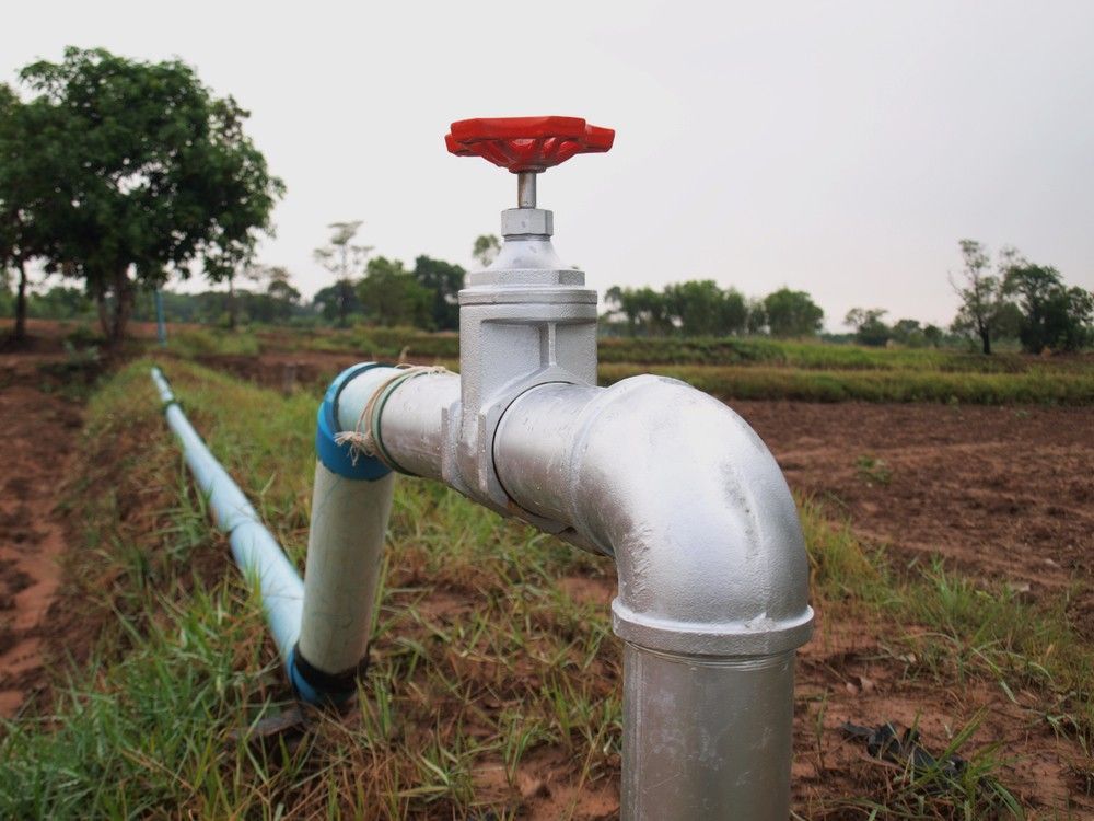 A Close Up of a Water Pipe With a Red Valve in a Field — Wade N Water In Moree, NSW