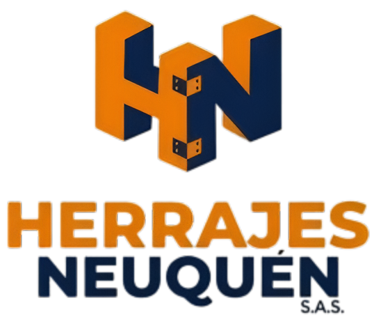 Logotipo de Herrajes Neuquén SAS con las iniciales 