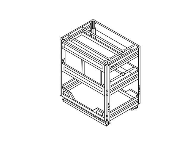 Estante extraíble para despensa de cocina con condimentos y frascos en un armario esquinero blanco.
