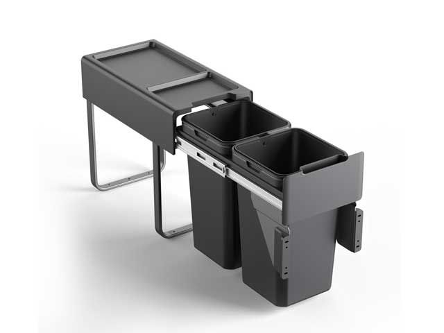 PORTA RESIDUOS, BASURA P/MOBILIARIO M:300 CAPACIDAD: 2X14LT ANTRACITA EH