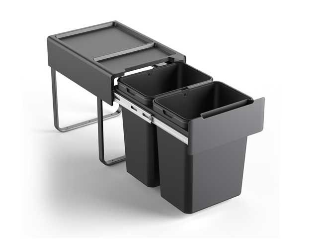 PORTA RESIDUOS DOBLE P/MOBILIARIO MOD:400 CAPACIDAD:2X20LT ANTRACITA EH