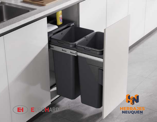 PORTA RESIDUOS DOBLE P/MOBILIARIO MOD:400 CAPACIDAD:2X20LT ANTRACITA EH