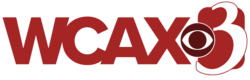 WCAX 3 logo in red with the CBS eye logo inside the