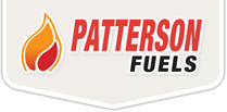 Logo for Patterson Fuels, featuring a flame icon and the company name.