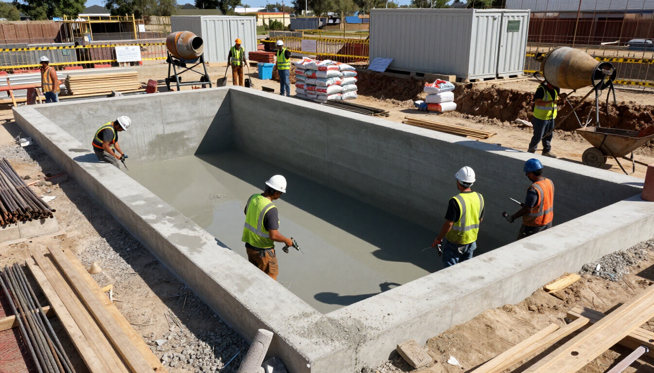 Construcción de piscina en obra en Buenos Aires