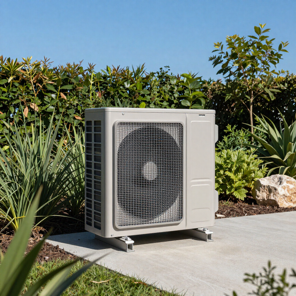 Moderne warmtepomp installatie bij een woning