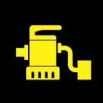 Yellow electric plug icon with a cord on a black background