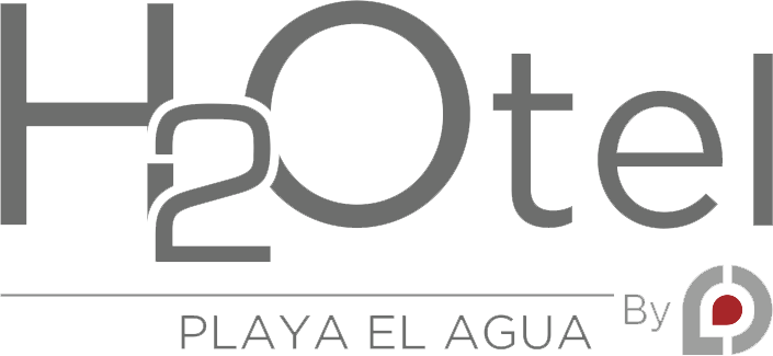Logo H2Otel by LD, Playa El Agua, Isla Margarita, simbolizando lujo y confort.