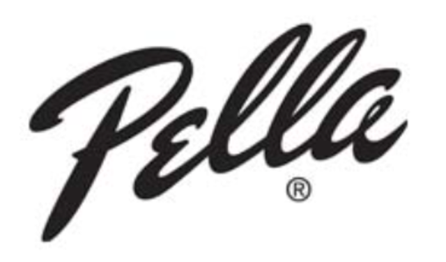 Pella logo in black cursive on a white background