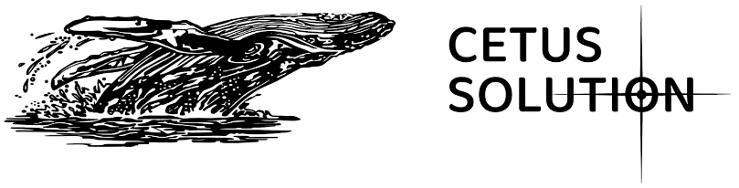 Black-and-white CETUS SOLUTION logo with a stylized whale above the company name.