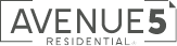 The logo for avenue 5 residential is black and white.