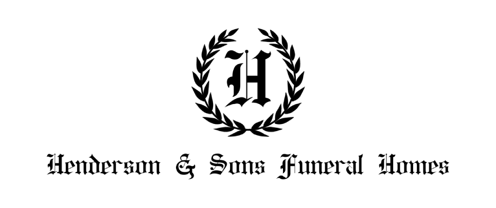 A black and white logo for henderson & sons funeral homes