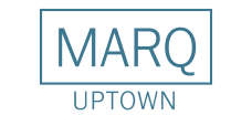 MARQ Uptown logo in teal text inside a rectangular outline on a white background
