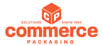 Commerce Packaging Corporation logo in orange: a cube with 