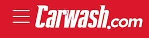 Carwash.com logo on a red background with a white hamburger menu icon
